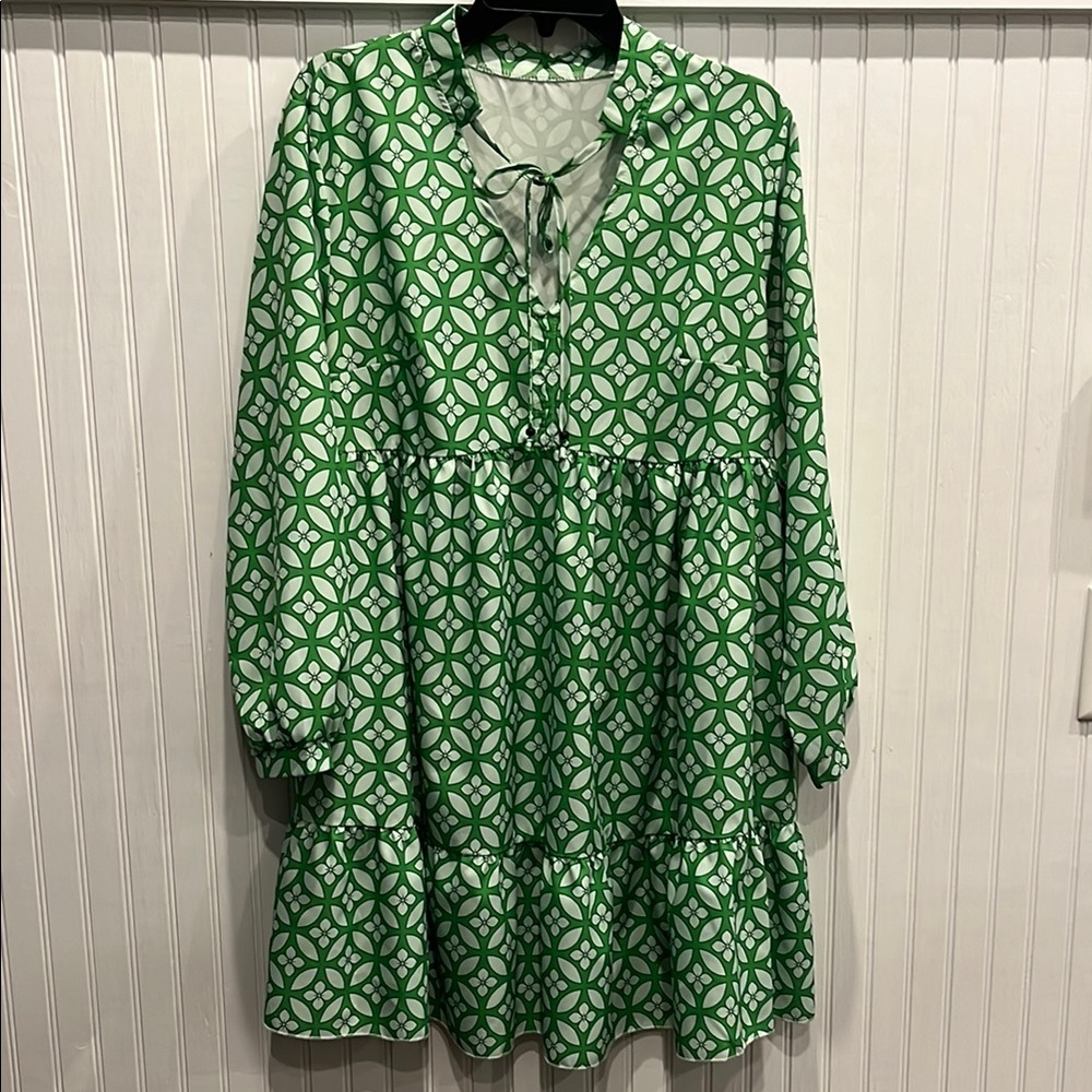 Green Patterned Women's Dress